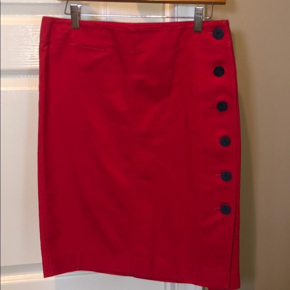 Ralph Lauren Red Nautical Cotton Pencil Skirt #0133